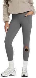 ODODOS Women's Fleece Lined 7/8 Leggings with Pockets Thermal Warm Winter Running Tights - 25" High Waisted Thick Yoga Pants, Charcoal, Medium