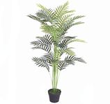 Tradala 4’ Lush Artificial Tree Palm 120cm / 3ft 11" Tall with Real Wood Trunk - For Home Living Room Indoors