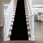 runrug Stair Runner Rug - Staircase Carpet Runner for Stairs - Stain Resistant Stair Carpet Rug Runner - Ideal for High Foot-Traffic Areas - 60cm Wide x 510cm Long - Plain, Black