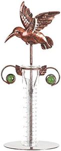 Topadorn Rain Gauge Metal and Glass Garden Rain Gauge, 7 inch Hummingbird Rain Gauge for Lawn, Yard and Garden