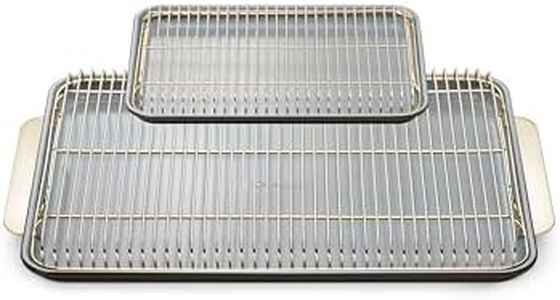 Caraway Non-Stick Ceramic Baking Sheet & Cooling Rack Bundle - Ceramic Coated - Non-Toxic, PTFE & PFOA Free - Large (18"x13"), Small (9”x13”), & Cooling Racks - Black