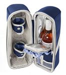 Greenfield Collection 2 Person Insulated Deluxe Wine Cooler Bag with Accessories, Perfect for Picnic, Camping, and Beach (Navy Blue)