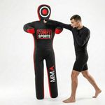 MMA Dummy Judo Grappling Dummy Punching Bag Brazilian BJJ JIU Jitsu Standing Position Dummy Wrestling Martial Arts Boxing Karate Training Dummies - Canvas - UNFILLED (Red, 70" (Inch))