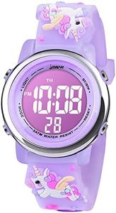 Vicloon Reloj Digital de Pulsera, Luz Intermitente LED de 7 Colores, Reloj Multifunción de Unicornio, para Niños de 3 a 12 años - Morado Claro