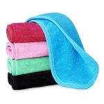 URAQT 5 Pack Face Cloths Make Up Remover Microfibre Face Wipes for Reusable Makeup Remover Cloth Washable Ultra Soft Facial Cleansing Wipe Cloths (Blue/Rose/Red Black/Pink/Green)