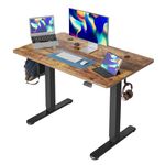 Cubiker Standing Desk Height Adjustable Electric Desk, 100 * 60cm Stand up Table, Sit Stand Home Office Desk with Splice Board, Brown Top