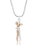 Utkarsh Rose-Gold & Silver Forever Love Couple Hugging Embrace Statement Promise Affectionate Hug Me Locket Pendant Necklace With Chain For Valentine's Day Matching Relationship