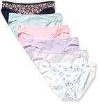 Amazon Essentials Women's 6-Pack Cotton Bikini Underwear, Wildflowers, S