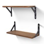 himaly Floating Shelves Set of 2 Rustic Wooden Shelves Decorative Wall Shelf Brackets Storage Book Shelves for Screw Mounted Shelf, 17in