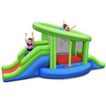 COSTWAY Kids Bouncy Castle, Inflatable Jumper House with Double Slides, Basketball Hoop, Climbing Wall and Jumping Area for Indoor Outdoor (4 x 2 x 2m)