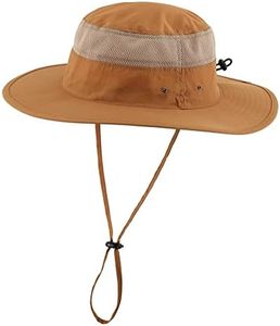 Home Prefer Men's Sun Hat UPF 50+ Wide Brim Bucket Hat Windproof Fishing Hats (Brown)