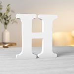 Aruatu 6 Inch White Wood Letters Unfinished Wood Letters for Wall Decor Decorative Standing Letters Slices Sign Board Decoration for Craft Home Party Projects (H)