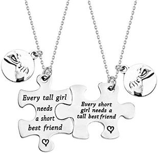 PLITI Funny Short Tall BFF Matching Gifts Best Friends Bracelet Set of 2 BFF Gift Every Short Girl Needs a Tall Best Friend BFF Friends Jewelry Set Friendship Gift Bestie Gifts (Short Tall Necklace)