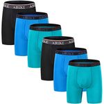 AIRIKE Boxer Briefs Men Pack Long Leg Soft Bamboo Black Underwear Big Size and Tall Underpants