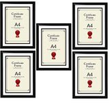 A4 Certificate Photo Picture Frame Perfect For Kitchen Wall Art Print, Poster Frame, Freestanding and Wall Mountable, 21cm x 29.7cm - Black Pack of 5 Frames