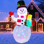 Dkian 5ft Snowman Christmas Inflatables Blow Up Yard Decorations Xmas Inflatable with Rotating LED Lights for Indoor Outdoor Yard Garden Christmas Decorations