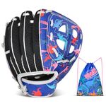 Kids Baseball Glove Softball Gloves for Girls, Baseball Mitts with Drawstring Bag, Teeball Gloves for Training and Beginner,Left Hand Gloves, Right Hand Throw (Dinosaur, 9")