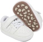 Clowora Unsex Baby Shoes Boys Girls Infant Sneakers Non-Slip Soft Rubber Sole Toddler Crib First Walker Lightweight Shoes(A031/White,3-6 Months)