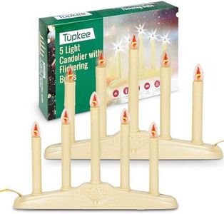 Tupkee Christmas Candolier Window Candles – with Flickering Bulbs – 5-Lights Indoor - Flameless Electric Window Candles Candelabra - 2 Pack