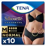 Tena Silhouette Noir Disposable Absorbent Panties, Low Waist, Size M, 10 Pieces