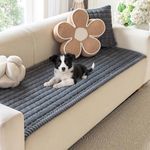 Royhom Soft Couch Cover Pet Friendly, 2 Seater Thick Sofa Cover for Dogs, Non-Slip Furniture Protector for Sectional Couch, Plush Sofa Slipcover for Leather Couch (Dark Grey, 27.6 x 47.2 Inch)
