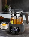 Feekaa Electric Kettle,1.3L Glass Teapot with Removable Infuser,Tea Kettle with Time & Temperature Control,Tea Maker,Health Pot for Boil Water/Tea/Coffee/Milk,Bouilloire électrique,72H Keep Warm,Black