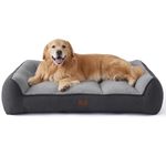 Bedsure Orthopedic Dog Beds Large - 122x89cm Extra Thick Supportive Dogs Couch with Waterproof Washable Cover, XL Plus Extra Large Pet Bed Sofa with Soft Plush Sherpa and Nonskid Bottom, Dark Grey