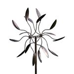 Evergreen 82" Bronze Wind Spinner | Heavy Duty Powder Coated Metal Outdoor Twirler | Double Windmill | Ground Stake Included | 24-inches Wide | Decoration for Outside Yard and Garden