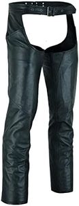Vance All Season Black Zip-out Insulated Pants Style Biker Leather Motorcycle Chaps (L)