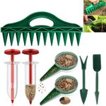 12-Hole Digger Seed Spreader,7 Piece Sowing Seeds Dispenser Set,Mini Seed Dispenser for Small Seeds, Handheld Seed Planter Tool Seed Dibber Multifunctional Spacer Gardening Tools