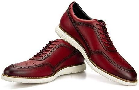 JITAI Zapatos Oxford para Hombre Zapatos de Vestir Casuales para Hombre Zapatos con Cordones de Moda, Rojo-17, 42 EU (9 UK)