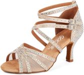 Women's Salsa Latin Dance Shoes Satin Rhinestone Ballroom Dancing Shoes