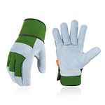 Vgo... Gardening Gloves Cowhide, Work Gloves Thornproof Utility for Yard Trucker Delivery Garden with Strong Grip,1Pair