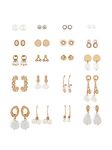 ZAVERI PEARLS Gold Tone Set Of 20 Contemporary Pearls Drop, Studs & Hoop Earrings For Women-ZPFK17709