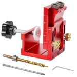 3-in-1 Metal Pocket Hole Jig Kit for Woodworking: Accurate Angled Carpentry with Versatility for Joint Angle, Deep Red