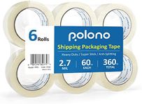 Packing Tape, 6 Rolls Heavy Duty Packaging Tape, 2.7 mil, 1.88" x 60 Yd, Total 360Y, POLONO Shipping Tape Refill for Shipping, Moving and Mailing, High Adhesion, Strong Seal on All Box Types, 3" Core