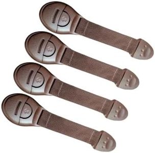 BabySafeHouse Safety Lock for Cabinet, Drawer, Fridge, Cupboard for Child & Infant Safety, Furniture Latch with 3M Adhesive (Pack of 4) (Brown)