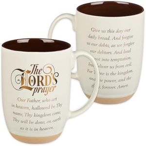 Christian Art Gifts White Clay Base Ceramic Coffee Mug – 15 oz. Lead and Cadmium-free Inspirational Scripture Coffee and Tea Mug for Men and Women with Bible Verse: The Lord's Prayer –Matthew 6:9-13