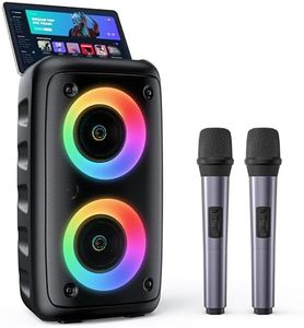 HEEBUKE Karaoke Machine, Portable Bluetooth Speaker with 2 Wireless Karaoke Microphones, Karaoke for Adults Kids with Upgraded Subwoofer, PA System, Support TWS/TF/USB/AUX, Party