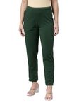 GO COLORS Women Solid Golf Green Mid Rise Regular Fit Kurti Pants