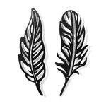 NBEADS 2 Pcs Feather Metal Wall Art Decor, Black Wall Hanging Decor Silhouette Wall Art for Home Bedroom Living Room Bathroom Kitchen Office Hotel Wall Decoration