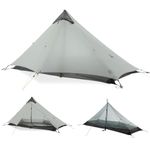 MIER Lanshan Ultralight Tent 3-Season Backpacking Tent for 1-Person or 2-Person Camping, Trekking, Kayaking, Climbing, Hiking, Grey, 1-Person