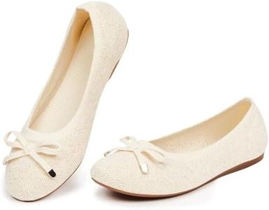 Frank Mully Women's Ballet Flats Round Toe Walking Flats Slip On Work Shoes Knitted Flats Shoes for Woman Soft Lightweight, Gold, 9