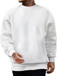 JMIERR Men's Casual Fleece Long Sleeves Crewneck Sweatshirts Thick Cotton Pullover Sweatshirt for Men, US38(S), White