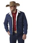 Wrangler Men's Western Style Lined Denim Jacket, Denim/Sherpa, Large