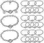 24 Pieces Silver Chain Bracelets Stainless Steel Link Bracelet with OT Toggle Clasp Jewellery Bracelet Making Chains for Women Girls DIY Charm Bracelet Chain Crafts