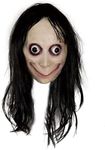 Generic Halloween Mask Halloween Scary with Hair Mask Creepy Human Latex Mask Halloween Cosplay Mask for Cosplay Themed Party Horror Challenge Games, 13.7x8.6Inchs, White