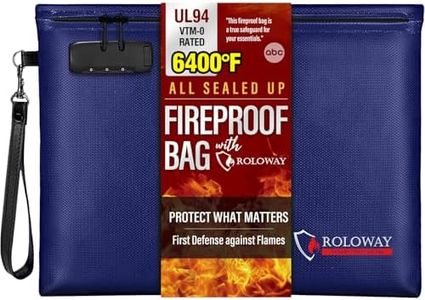ROLOWAY Fireproof Document Bag (14.5 x 11.5 inch), 6400℉ Fireproof Money Bag with Zipper for Cash, Fire Safe Money Pouch with Lock (Blue)