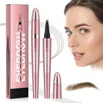 Microblading Eyebrow Pencil, 2024 New Upgraded 3D Waterproof Magic Eyebrow Pen, 4 Tipped Precise Brow Pencil, Long-lasting Natural Makeup Fine Stroke Eye Brow Pencil (1# Light Brown)