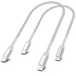 ULIFTUS 1ft USB-C to Lightning Cable for iPhone, 2-Pack Short Lightning Cable USB C 12 Inch [MFi Certified] for Apple iPhone 14 13 12 11 Pro Max X Xs 8 7 Plus SE